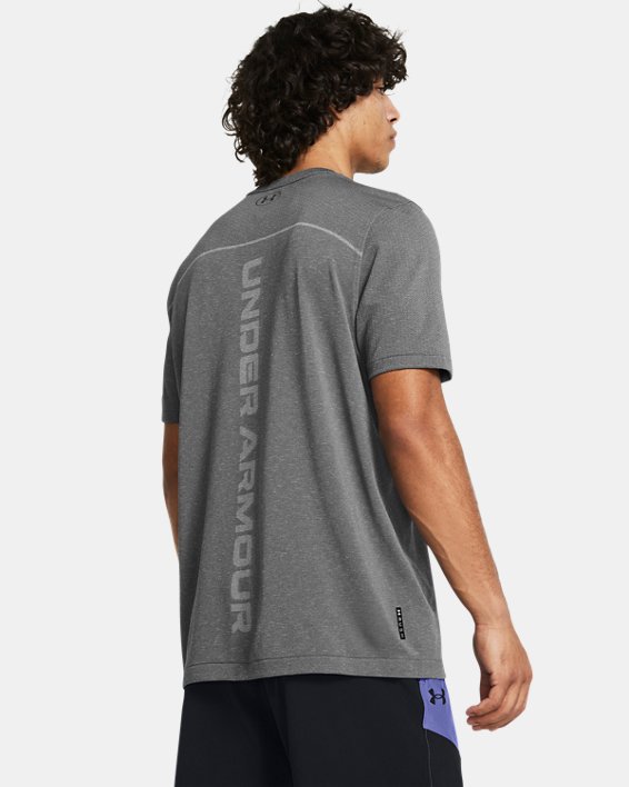 เสื้อแขนสั้น UA Vanish Elite Seamless Wordmark สำหรับผู้ชาย in Gray image number 1